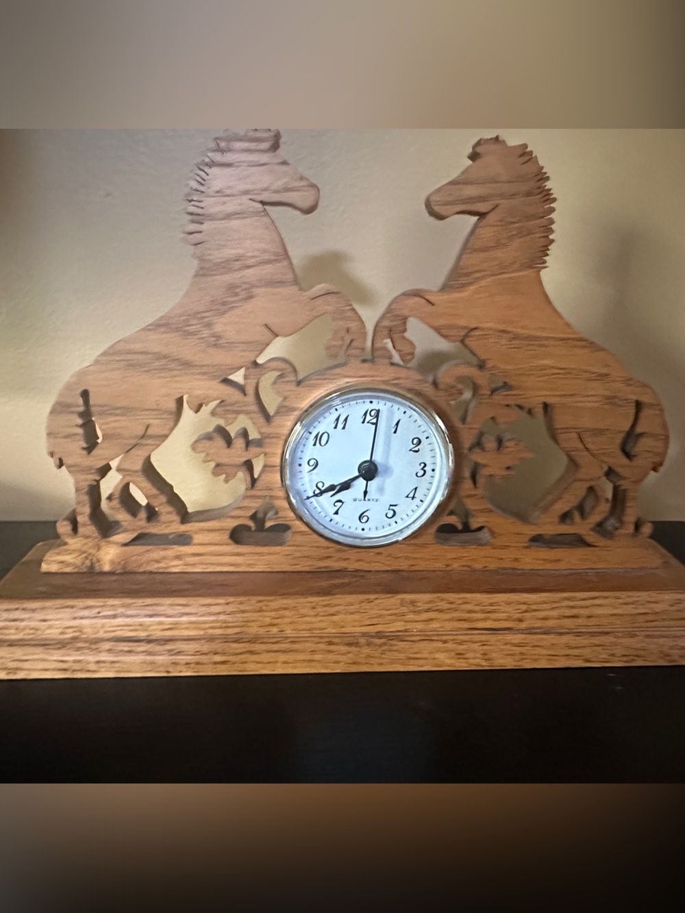Wooden Horse Wall Clock - Natural Oak Finish
